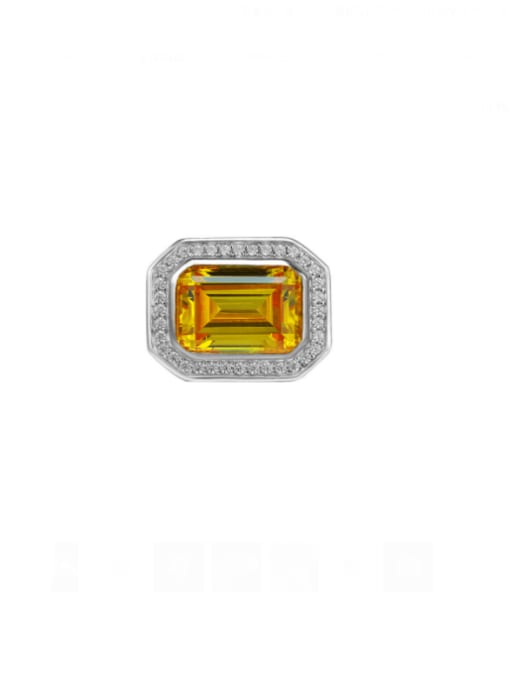 Golden Yellow [R 0965] 925 Sterling Silver High Carbon Diamond Geometric Luxury Band Ring